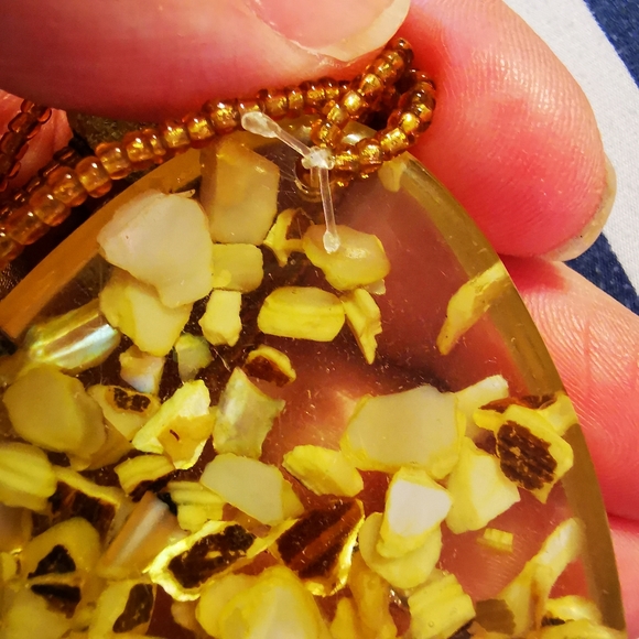 Vintage Abalone in Lucite Necklace Pendant - Picture 9 of 16